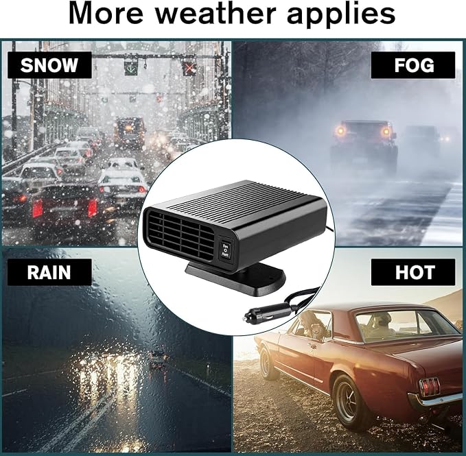 12V 150W Dual Use Car Cooling Heater Fan, Summer Quick Vehicle Cool Down Air Fan, Winter Windshield Defogger Defroster Portable Auto Fan Fit All Sedans Trucks SUVs
