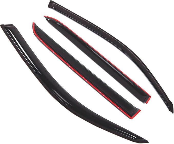 WD2-441 Dark Smoke 4 Pcs Set Window Visor (Outside Mount) Deflector Rain Guard Compatible with 2001-2007 Toyota Sequoia