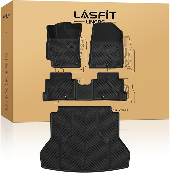Floor Mats & Cargo Mat for Hyundai Elantra 2020 2019 2018 2017, All Weather TPE Car Mats Custom Fit Floor Liners for Elantra 2017-2020, 1st and 2nd Rows & Trunk Mat, Black