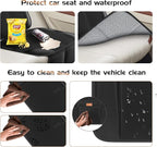 Non-Slip Backing Backseat Car Organizer Kick Mat with Storage Pockets, Large Waterproof Baby Car Seat Protector for Leather and Fabric (Black)