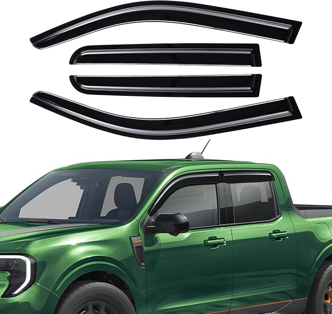 Rain Guards Compatible with Ford Maverick 2022 2023 2024 2025 2026, Tape-on Durable Side Window Visors Wind Deflectors 2022-2026 Maverick Rain Guard Black 4 PCS