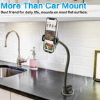 Solid Car Truck Phone Mount Holder with 14-Inch Gooseneck Long Arm, Windshield Window Mobile Holders w/Industrial-Strength Suction Cup, Anti-Shake Stabilizer Compatible All Cell Phones iPhone