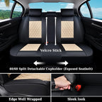 Coverado Universal Car Seat Covers Full Set, Durable Waterproof Faux Leather Front & Rear Seat Protectors, Classic Easy-Clean Interior for Most Vehicles – BlackBeige