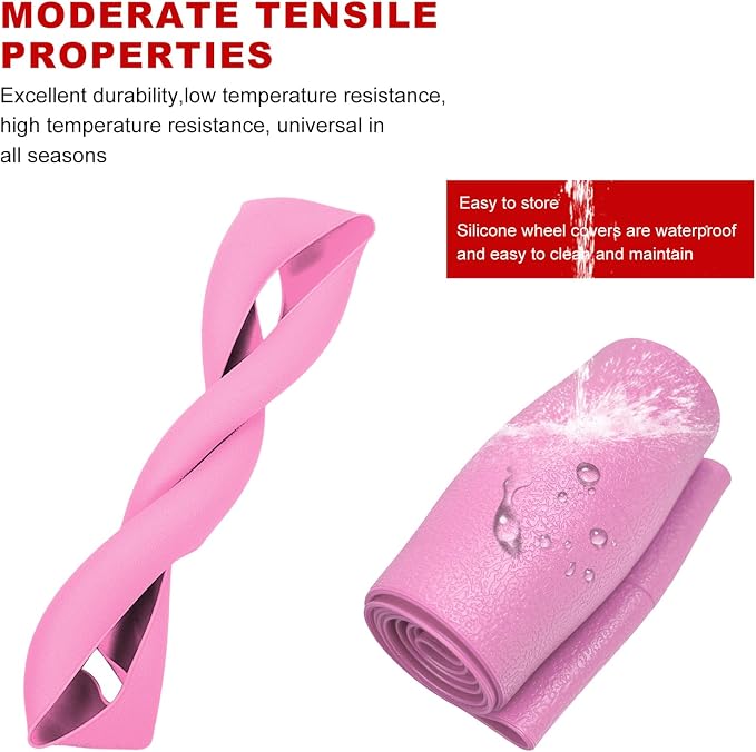 Car Steering Wheel Cover, 13 to 14.17 inches Anti-Slip Silicone Steering Wheel Protector, Soft Flexible Shock-Absorbent Steering Wheel Protective Cover for Most Car Models (Pink)