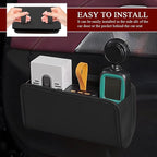 Car Trash Can, Leather Waterproof Automotive Garbage Can with Trash Bag, Hanging Mini Vehicle Trash Bin, Small Auto Door Organizer Storage Pouch, Universal Car Accessories (Black)