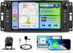 7" Car Stereo Radio for Jeep Wrangler 2007-2015 4G+64G | Wireless CarPlay Android Auto, GPS, 5GHz WiFi, FM/RDS, SWC, Backup Camera for Grand Cherokee 2005-2011 Dodge Ram 1500 2500