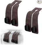 Car Seat Hooks Dual Hangers Storage Organization Gadgets Accessories 2 Pack | Headrest Holder for Purses, Bags, Coat and Handbag, 360° Rotating, Car Interior Gadgets Universal for Truck, ATV, RV - Brown