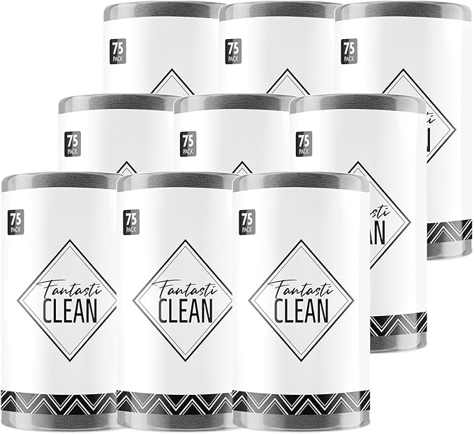 Microfiber Cleaning Cloth Roll-675 Sheets(9 Rolls of Dimgrey) | 12'' by 12'', Super Absorbent, Lint-free, Tear-away Microfiber Towel Roll, for All-Purpose Cleaning