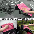 3PCS Car Microfiber Towels, 23.62"×11.81" Lint-free Microfiber Towels for Cars Wash Drying, Super Absorbent Auto Cleaning Cloths, Reusable Washing & Detailing Towel, Car Cleaning Supplies (Pink)