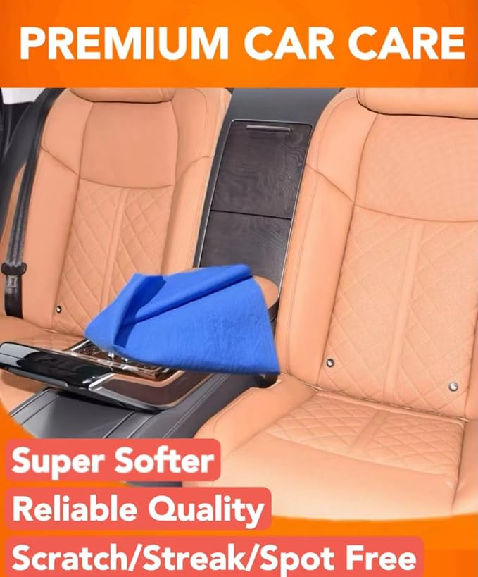 Premium Shammy Cloth for Car Drying - 2pk(26”x17”) - Super Absorbent Synthetic Chamois Towel for Car - Reusable Car Drying Shammy - Scratch-Free Car Drying Towel(Yellow & Blue)