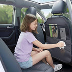 Car Seat Protector Large Kick Mat 2 Pack Durable Water Resistant Auto Seat Back Covers with 2 Mesh Pockets Protection Against Dust Mud Scratches (Black, 2-Pack)