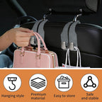 2 Pack Car Seat Headrest Hooks for Purses and Bags, Car Purse Holder With Double Metal Hooks, Headrest Back Seat Handbags Hook, Universal Car Purse Hanger, Cute Car Hanging Accessories, Grey