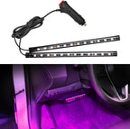 Car LED Strip Light, 12V 24 LED Vehicle Interior Atmosphere Lamps with Cigarette Lighter, Auto Under Dash Ambient Night Light, Universal Car Accessories (Pink Purple, Cigarette Lighter)
