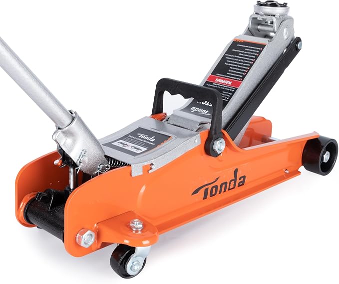 Low Profile Car Jack, 2.5 Ton (5,000 lb) Hydraulic Trolley Floor Jack for Garage, Home, Shop, Lifting Range 3.35" to 14.57", Orange