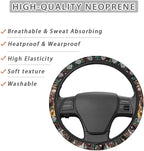 Aztec Highland Cow Sunflower Car Steering Wheel Cover Universal 15 Inch Breathable Better Grip, Cute Car Accessories Decoration for Women Men