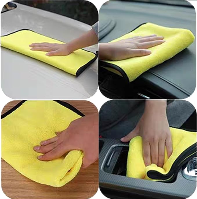 10 Pack Premium Microfiber Towels Coral velvet Washing and Detailing Towels for Car Detailing Household Cleaning Ultra-Soft Super Absorbent, Lint Streak-Free 11.8"x15.7” Cleaning Cloth (Yellow/Grey)