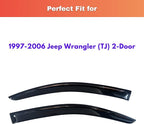 KPY Rain Guards Fit for 1997-2006 Jeep Wrangler (TJ) 2-Door, Out-Channel Window Visors Vent Wind Deflectors 2PC, Car Accessories for 97-06 Wrangler (TJ) 2-Door