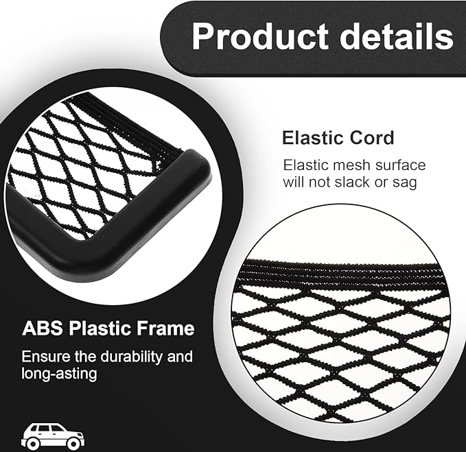 2 Pcs Boat Storage Net Bag, ABS Plastic Car Framed Mesh Net Holder, Phone & Cargo Organizer with Screws for Auto, Rv, Boat, Pontoon, Truck Pocket Storage (6.7 x 3.15 Inch)