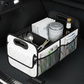 Car Trunk Organizer, Car Organizers and Storage, Large Capacity Vehicle Storage Bag with 6 Pockets, Auto Accessories Foldable & Portable Cargo Organizers for SUV Minivan Truck (White)