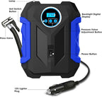 Digital Air Compressor for Car Auto Pump Portable Tire Inflator with LED Light DC 12V, Blue