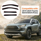 Rain Guards Compatible with 2019-2025 Toyota RAV4 RAV-4 Prime, Set of 4 Tape-On Side Window Visor Wind Deflector Vent Visors Car Accessories