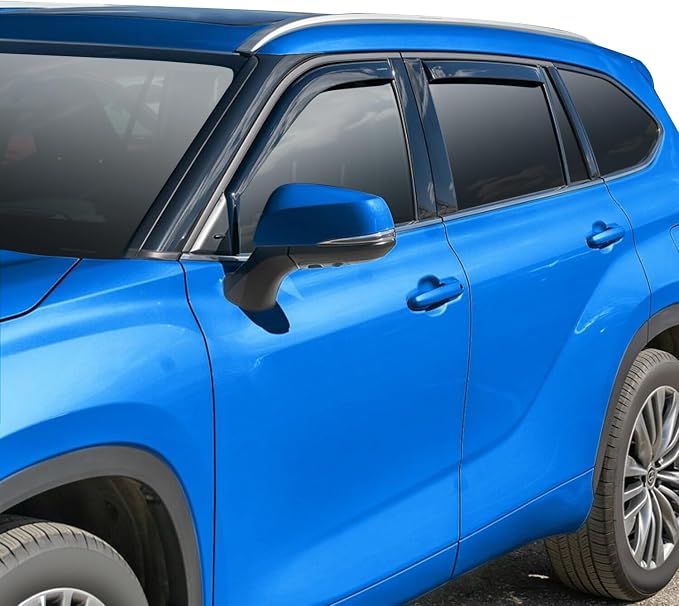 in-Channel Window Rain Guards for Toyota Highlander 2020-2026, Side Window Deflectors Vent Visors, Smoke Tint, Car Window Shade for Rain/Snow, Reduce Wind Noise, Car Wash Safe, 4PCS