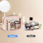 Clear Makeup Bag - TSA Approved Toiletry Bag for Carry-on & Checked Luggage, Water Resistant Car Storage Organizer with Reinforced Seams