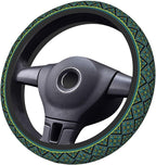 Geometric Steering Wheel Cover Car Elastic Steering Wheel Protector | Bohemian Style Blue Gold Anti-Slip Car Accessories Interior for Women Men Universal 15 Inch
