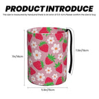 Car Garbage Bag Pink Strawberry and Floral Mini Car Trash Bin Portable Collapsible Waterproof Rubbish Bag for Car Accessories Back Front Seat Cup Holder