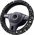 Skeleton Cat Pattern Steering Wheel Cover Non-Slip Auto Steering Wheel Protector Car Accessories Universal Fit 15 Inches for Men Women