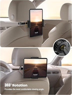 Car Tablet Headrest Holder - Car Back Seat Headrest Tablet Mount Stand for Kids, Road Trip Essentials Accessories Gifts, for 2025 iPad Pro 11/13" Air Mini, iPhone, Galaxy Tab, 4.7-13" Devices