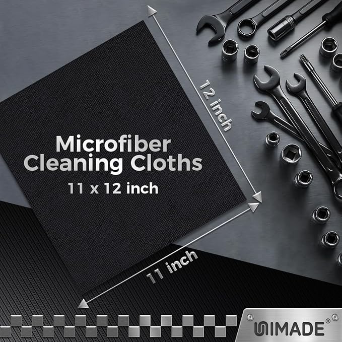 Microfiber Cleaning Cloth, 24 Pack Reusable Microfiber Towels for Cars Lint Free Cleaning Shop Towel Rags for Home Kitchen Automotive Bar Mechanic Restaurant Garage, 11"x 12", Grey