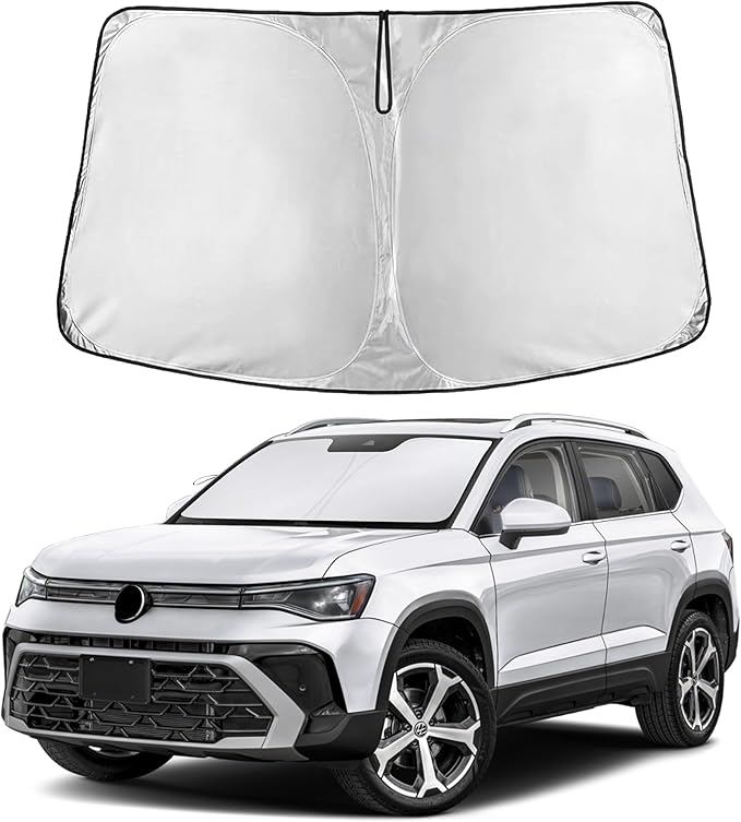 Windshield Sunshade Compatible for Volkswagen VW Taos 2022-2024 2025 2026, Sun Visor for Front Windshield & Window Sun Shade Cover, UV Heat Blocker & Protector, Car Accessories