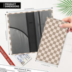 Leather Car Registration and Insurance Card Holder, Cute Car Accessories Vehicle Glove Box Car Organizer for Documents, Cards, License Cute Beige Checkerboard