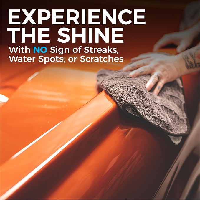 Gauntlet Car Drying Towel, Ultra-Absorbent 70/30 Blend Korean Microfiber, Dries Vehicles Faster Without Scratching, 900 GSM, 15x24 Inches, Ice Grey/Grey, 2-Pack
