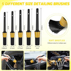37PCS Car Detailing Kit Auto Cleaning Tools Wash Set with Storage Carry Bag Home Use for Interior Exterior Deep Clean Car Care Windshield Dashboard Seat Air Vents Wheels Tires, Yellow