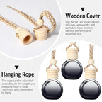 100 Pcs Car Air Fresheners Diffuser with Wooden Cap Empty Aromatherapy Diffuser Clear Car Fragrance Holder Pendant Hanging Perfume Fresheners Bottles for Decor (Black,Round)