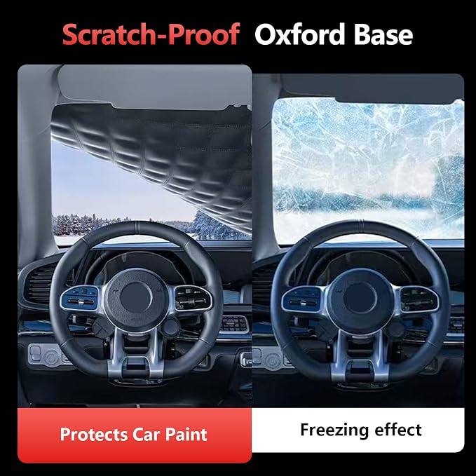 Exterior Windshield Cover for Ice and Snow, Graphene Grid Heavy-Duty Windshield Sun Shade, Car Snow Shield with Mirror Covers, Wiper Area Coverage for Cars, SUVs and Trucks, X-Large