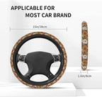 Car Steering Wheel Cover for Women Men, Non-Slip Retro Sunflower Floral Steering Wheel Protector, Universal 14"-15" Fit for Cars, SUVs, Trucks (Retro Sunflower Floral)
