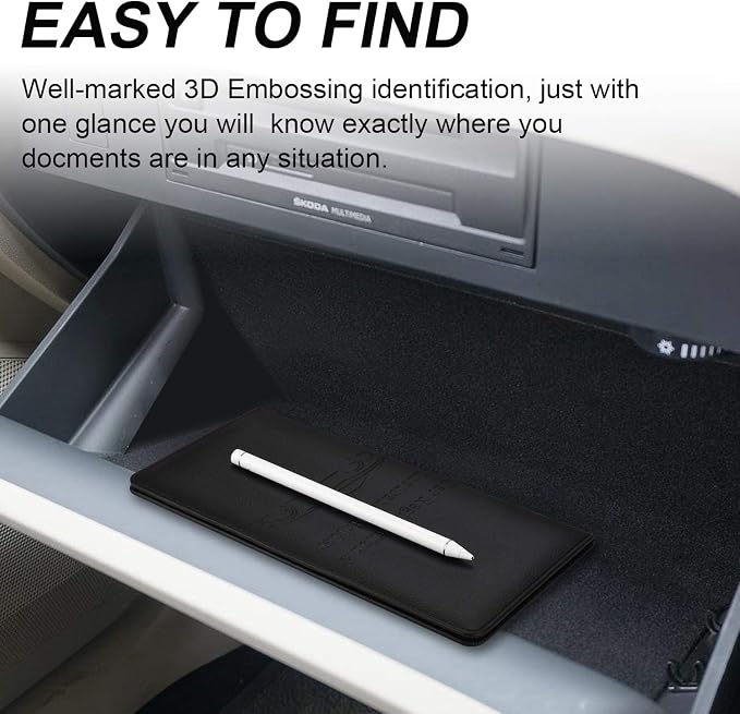 Car Registration and Insurance Holder with Magnetic Shut, Vehicle Glove Box Car Organizer, Men Women Interior Car Accessories for Cards, Essential Document, Driver License, Black