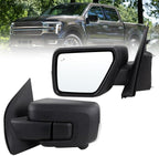 Left Driver Side Mirror Compatible With 2021-2026 Ford F150 With Manual Folding Power Glass Heated Blind Spot Turn Signal Light Matte Black Replace#ML3Z17683TA (9Pins)