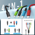 USB C Multi Charging Cable [1Pack 5FT], Dual Type-C Nylon 4 in 1 Charging Cable, Multi Chargers for All Devices with IP/Type C/Micro Port, Compatible with Most Cell Phones/Tablets and More