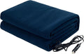 Heated Car Blanket - 12V Electric Travel Blanket for Car, Truck, SUV or RV - Portable Heated Throw for Road Trips, Camping or Winter Emergency Kit for Cold Weather Travel by (Navy)