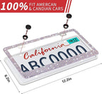 Bling License Plate Frame for Women, 1PCS Sparkly Stainless Steel License Plate Frames| Over 1000 pcs 14 Facets Bedazzled Clear Glass Diamond Rhinestone Crystals w/Free Glitter White Diamond BOX