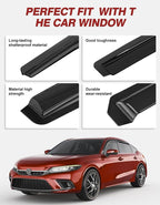 Out-Channel Window Rain Guards Fit for Honda Civic Hatchback 2022-2026,Extra Durable Window Visors Wind Deflector Dark Smoke Vent Shades Car Tape-on with Thicker 4PCS