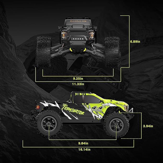1/10 Brushless RC Cars, 50+ MPH, 4WD Trucks, Carbon Fiber, Ages 8+ | 60A ESC Monster Trucks, 3650 2650KV Brushless Motor, 3S LiPo, Gyro, CNC Central Differential, 11KG Metal Servo with 7075 Gear
