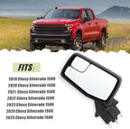 Left Driver Side Mirror Compatible With 2019-2025 Chevy Silverado 1500 With Power Glass Manual Folding Non-Heated Chrome Replace#GM1320582(3Pins)