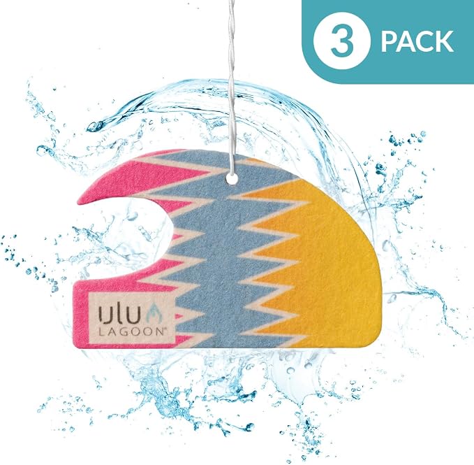 Hanging Car Air Freshener | Tropical Beach Coconut Surf Wax Scent Mini Wave | Long Lasting Car Freshener, Closet and Beyond | Made In USA | 3 Pack (80'S)