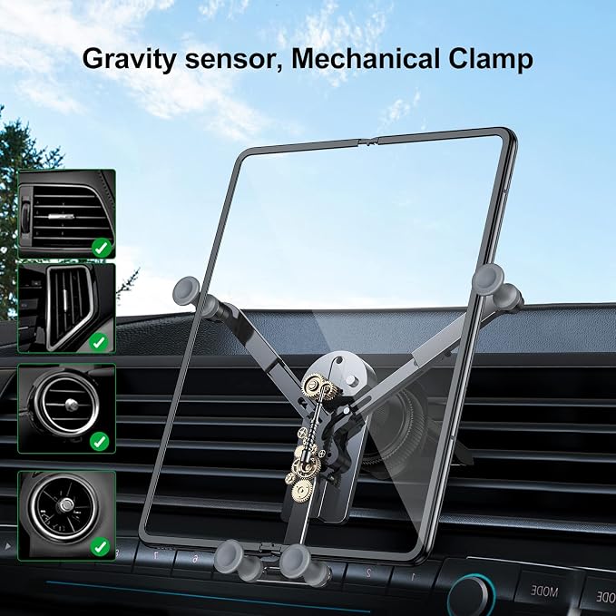 Z Fold Car Mount, [Without CASE] Aluminum Universal Vent Z Fold 6 Acessories for Galaxy Z Fold 7 6 5 4 3 2 S25 Ultra Pixel 9 Pro Fold iPhone 16 15