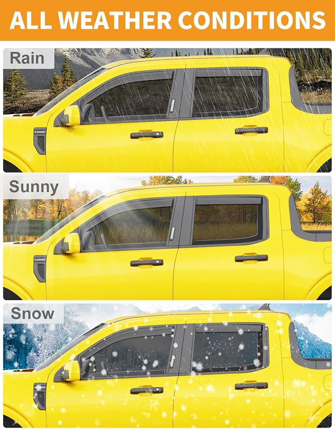 in-Channel Window Rain Guards Fit for Ford Maverick 2022 2023 2024 2025 2026 Rain Guard Extra Durable Window Deflectors Visors Truck Vent Visors Vent Shades Car Accessories
